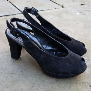 Paul Green Black Suede Slingbacks